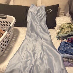 Elegant Light Blue Satin Gown